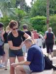 Applying sunscreen