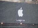 Apple logo on canopy, close up shot.